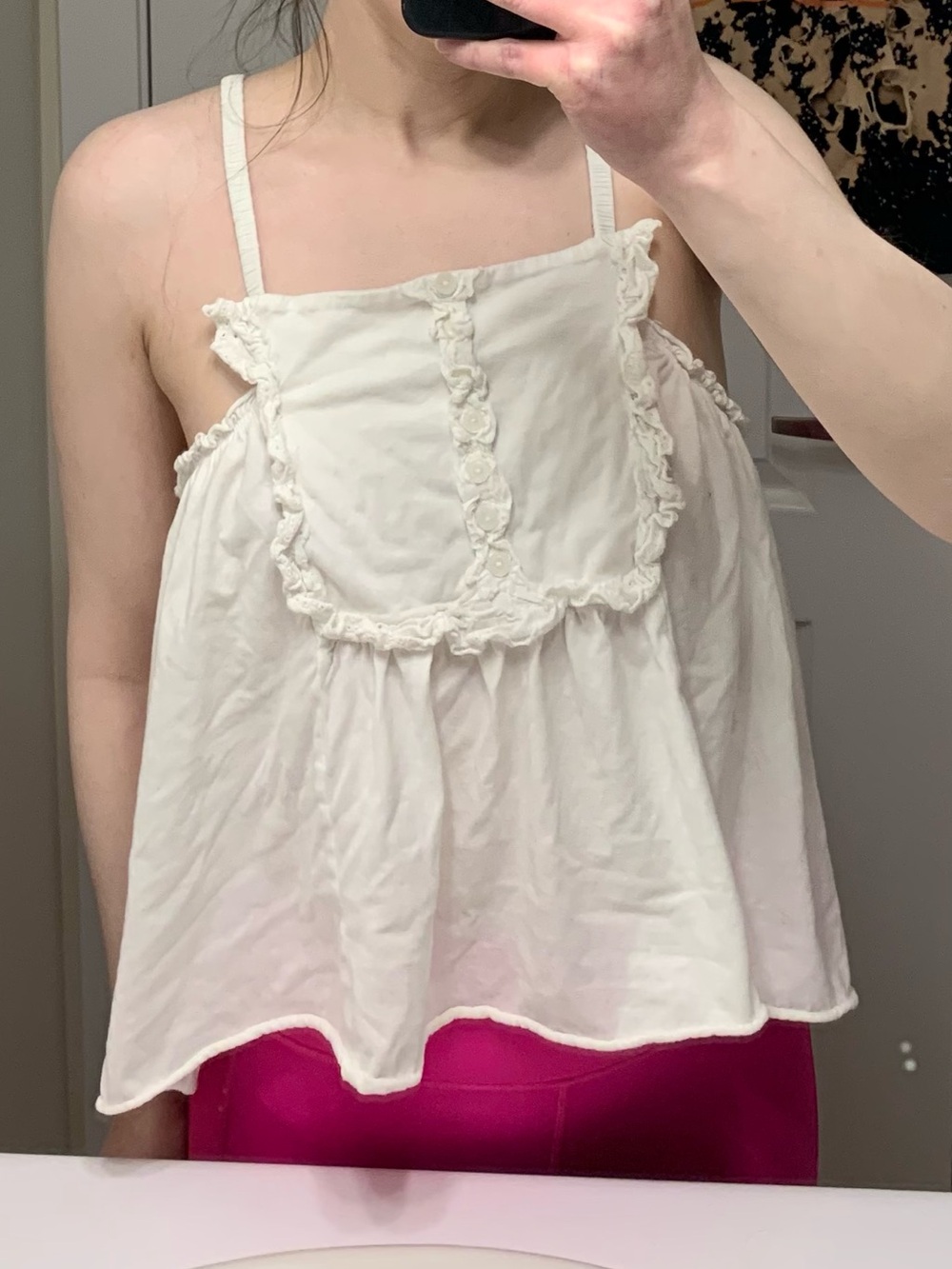 Y2K H&M Babydoll Tank Top Milkmaid Boho Chic Prairie Peasant Festival feminine